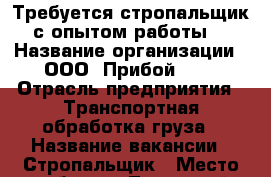 Требуется стропальщик с опытом работы. › Название организации ­ ООО “Прибой-99“ › Отрасль предприятия ­ Транспортная обработка груза › Название вакансии ­ Стропальщик › Место работы ­ Ленинский район, ул.Причальная,8 - Томская обл., Томск г. Работа » Вакансии   . Томская обл.,Томск г.